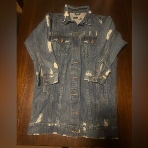distressed, jean dress jacket